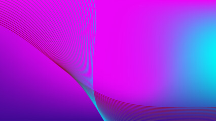 Blended lines with pink blue cyan gradient mesh abstract background