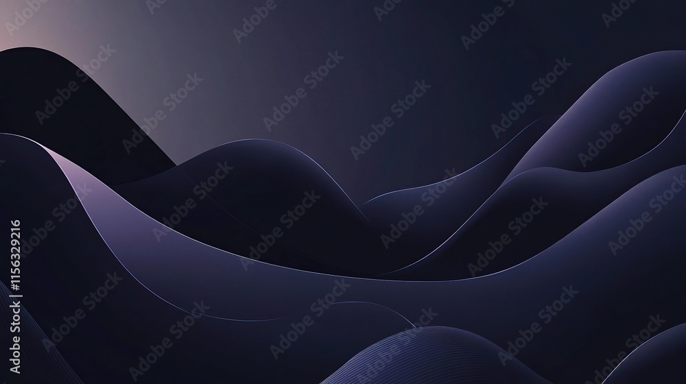 Poster abstract black geometric layers in smooth wave pattern background