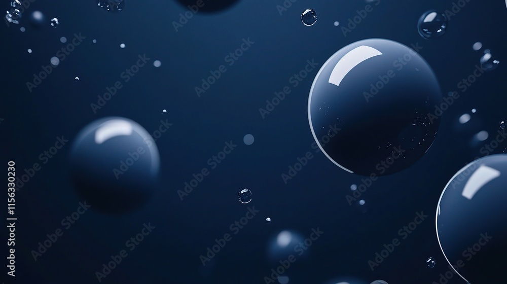 Poster abstract blue bubbles: a mesmerizing abstract background with a captivating blend of floating, trans