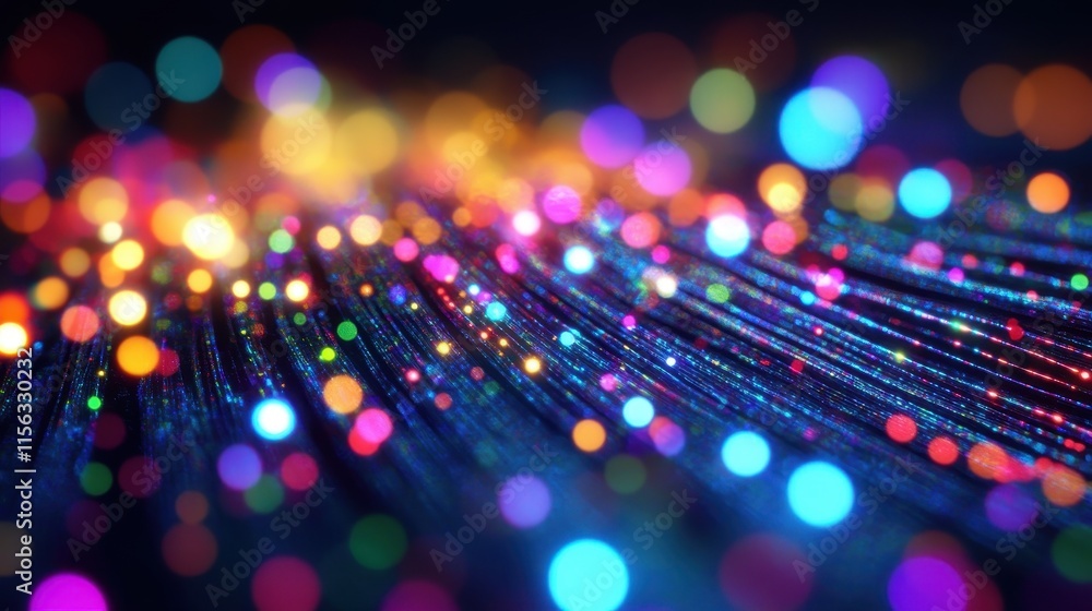 Poster abstract colorful bokeh lights background vibrant rainbow colors and sparkling glittering texture fo