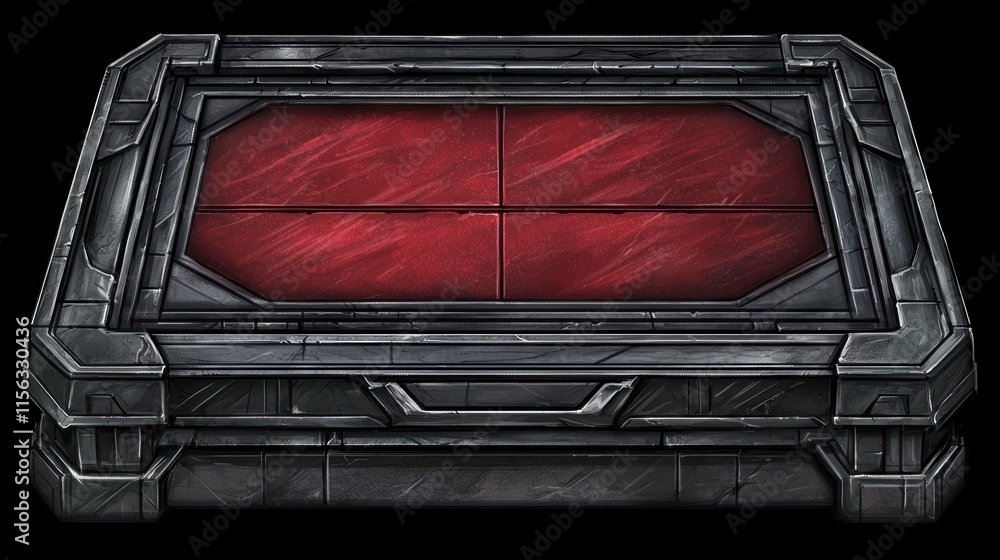 Poster futuristic technology interface with red display surface and edges