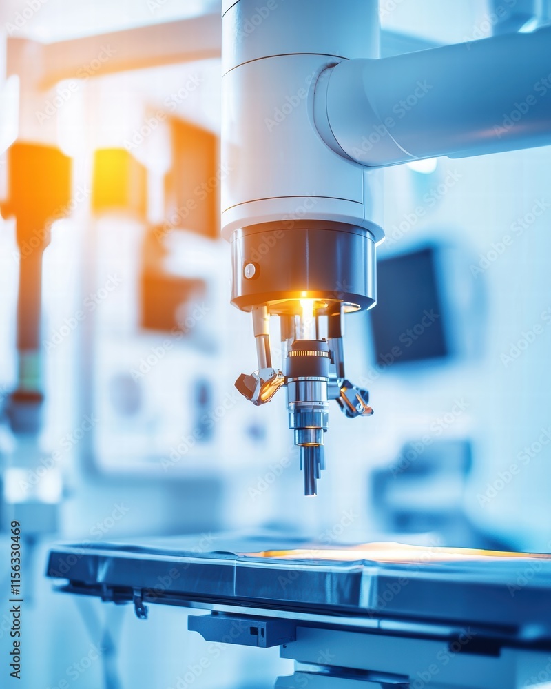Poster advanced laboratory microscope with precision lighting and focus