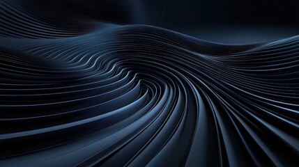 Naklejka premium Abstract Black Geometric Layers with Wavy Pattern Design Background