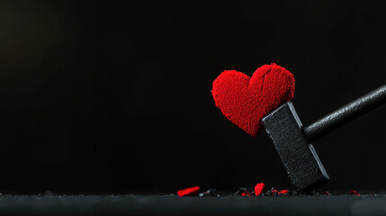 Disappointment and Valentine Pain. Crushed heart symbolizing heartbreak and loss of love