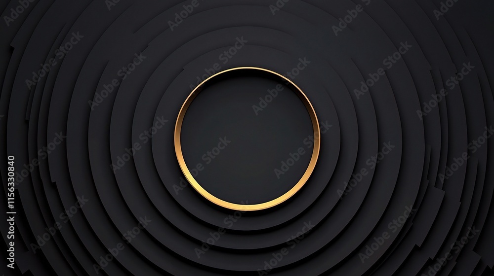 Poster black abstract layered geometric background with circular element
