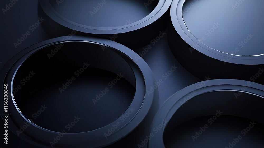 Poster dark blue abstract circles: intriguing interplay of dark blue circles, creating a visually captivati