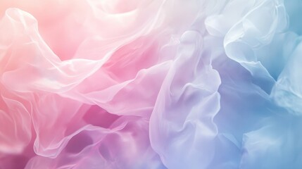 Fototapeta premium Abstract Pastel Pink and Blue Draped Fabric Texture Background Soft, Flowing Sheer Material for Design Projects