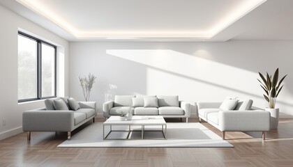 Photo of a minimalist sofa with soft colors, a suitable place for gathering with family