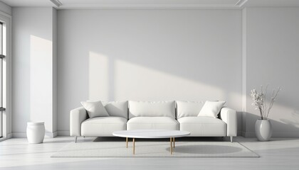 Photo of a minimalist sofa with soft colors, a suitable place for gathering with family