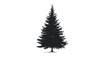 Fototapeta premium A classic spruce tree silhouette in vector style, highlighted against a bright white background.