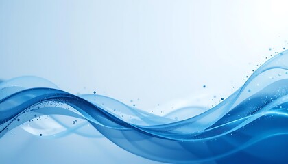 Abstract Blue Waves With Sparkling Particles Design