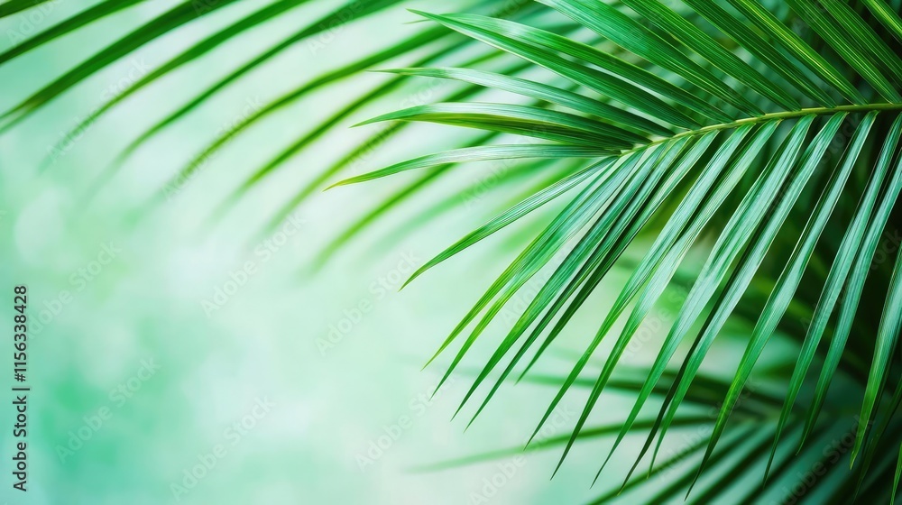 Aufkleber greenery palms idea. lush green palm leaves with a soft blurred background for a refreshing tropical