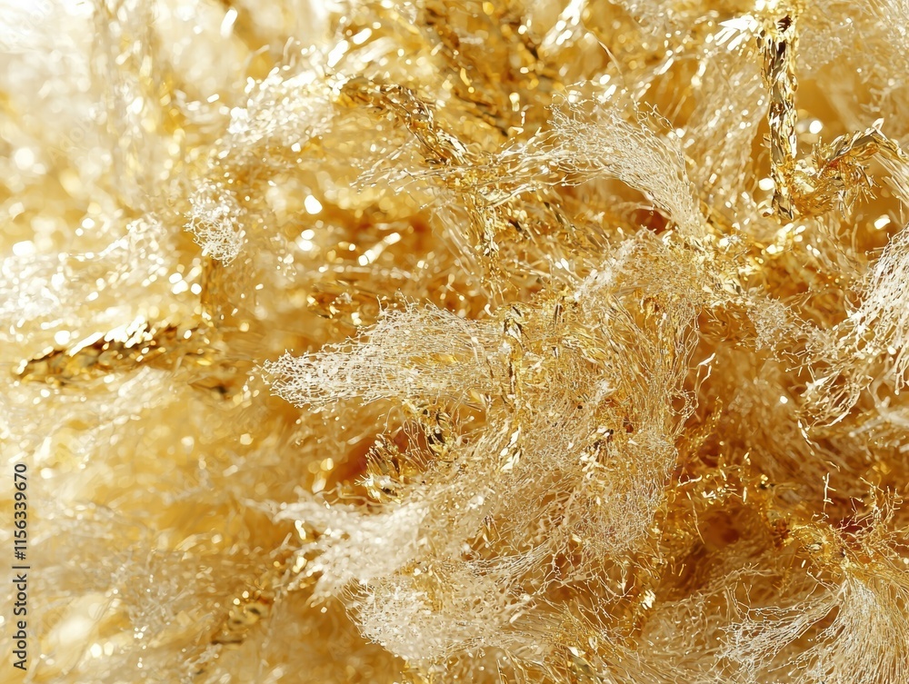 Poster abstract golden texture with shimmering strands and soft fibers