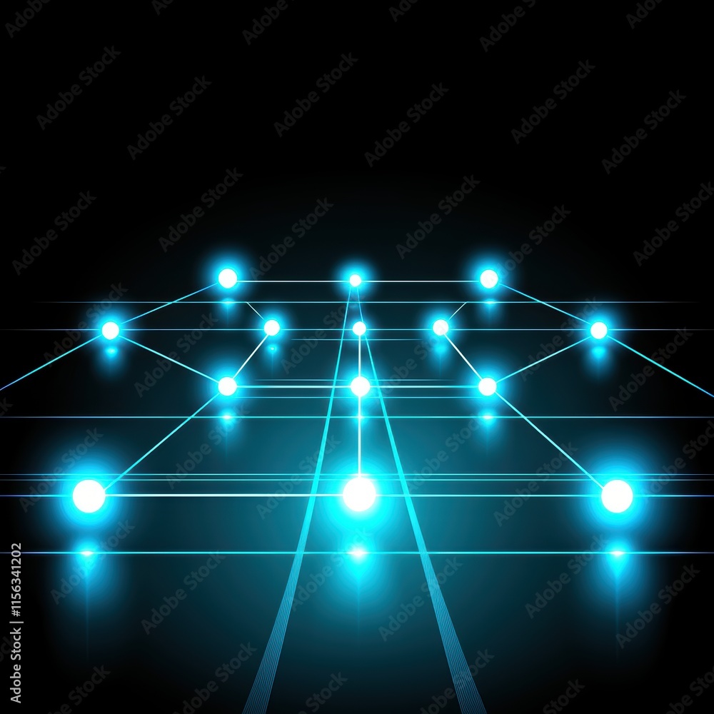 Aufkleber futuristic digital network with illuminated nodes and connections