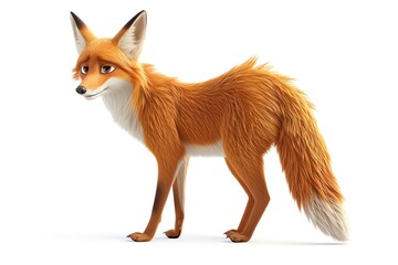 Obraz premium Cute cartoon red fox, 3D render.
