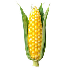 Bright Yellow Corn Ear with Green Husk