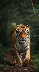 Obraz premium Majestic Tiger Walking Forest Path