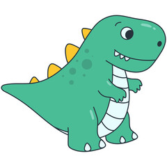Illustration of Cute Dinosaurs. Vector Cartoon Character on White Background