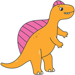 Illustration of Cute Dinosaurs. Vector Cartoon Character on White Background