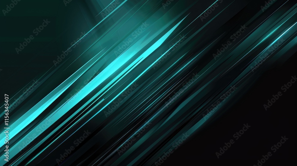 Poster abstract digital design with teal and black diagonal lines creating a modern aesthetic.