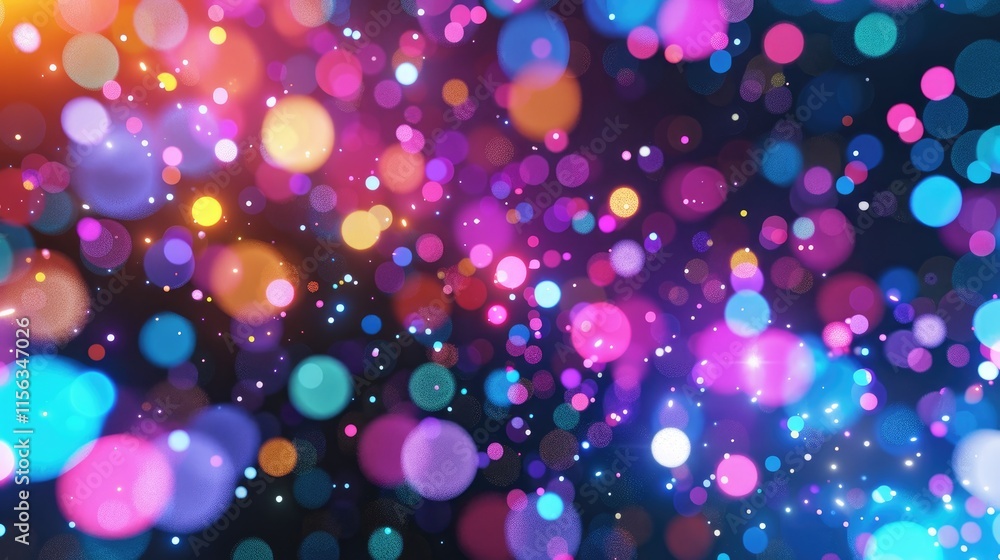 Poster a vibrant abstract background filled with colorful bokeh lights for creative projects.