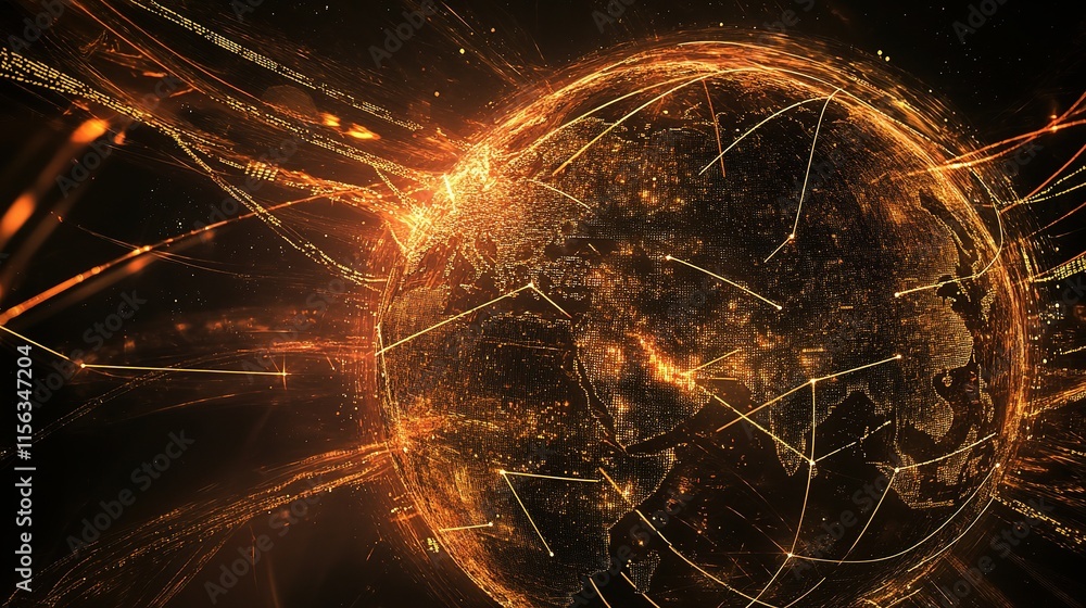 Poster global business concept with abstract globe in dynamic background