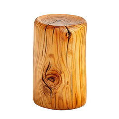 Smooth Wooden Cylinder on a White Background