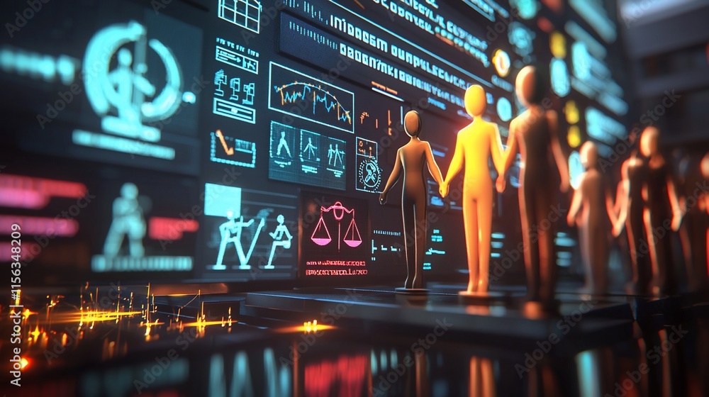 Poster Data analysis team reviewing digital dashboard metrics.