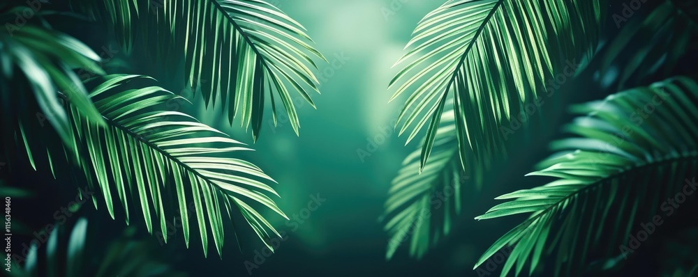 Aufkleber greenery palms idea. lush green palm leaves creating a vibrant and serene natural atmosphere.