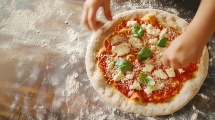 Making pizza, child cooking, pizza day, fast food, tasty pizza
