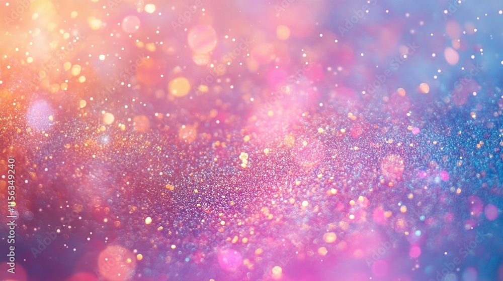 Poster glittering gradient background with hologram effects and sparkles