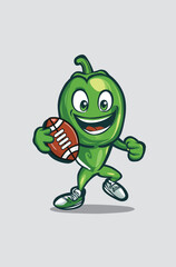  Green Pepper in hand football playign wold cup background victor t shirt design Print