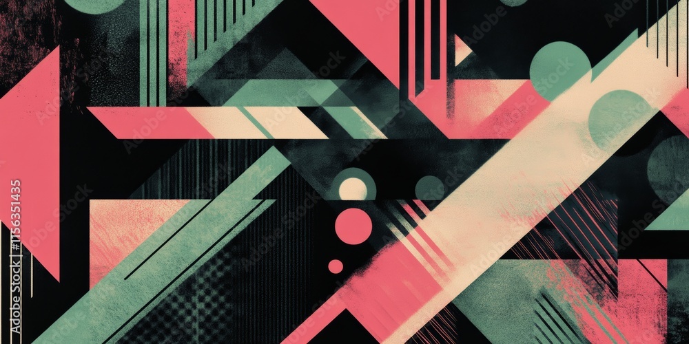 Aufkleber vibrant abstract geometric pattern featuring bold colors and dynamic shapes, perfect for modern art 