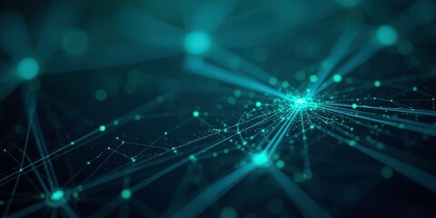 Futuristic Tech Network Background - Sleek Design with Vibrant Connections in Blue and Silver