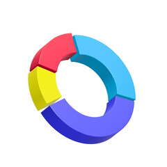 3d Circle diagram, four parts pie chart. Business, financial report, presentation, statistics, data analytics, optimization