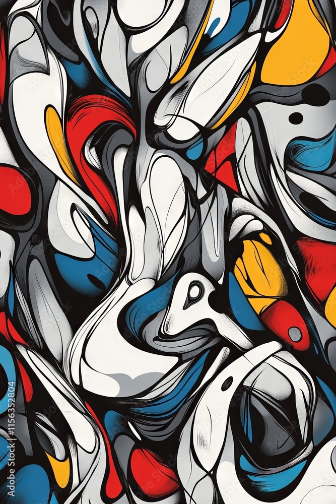 Aufkleber Vibrant abstract artwork featuring swirling patterns and bold colors, creating a dynamic and modern visual experience.