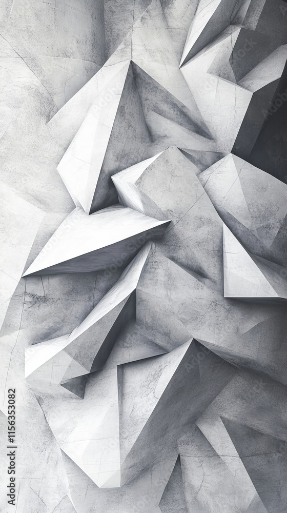 Aufkleber Abstract geometric pattern featuring sharp angular shapes in a concrete texture, ideal for modern design backgrounds.