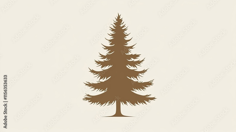 Poster a simple and elegant spruce tree icon in vector format, centered on a plain white background.