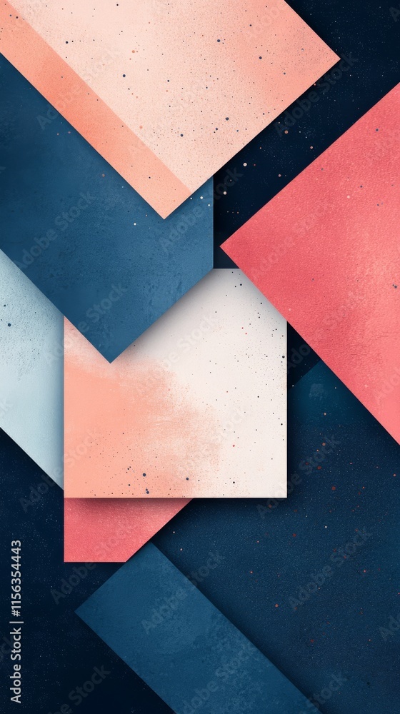 Poster a photo of a blue and pink background with white squares. the squares are of different sizes and are