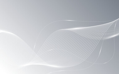 Premium background design with white line pattern in luxury white and silver colour and hining wave lines. Abstract artificial intelligence white background, luxe invite. Illustration vector 10 eps.