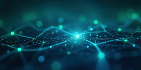 Futuristic Tech Network Background - Sleek Design with Vibrant Connections in Blue and Silver