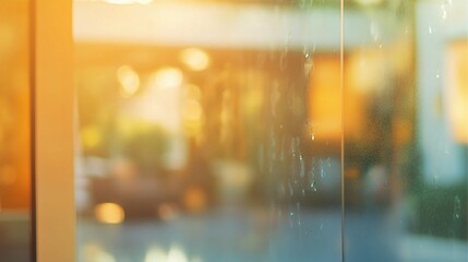 Blurred Glass Wall with Soft Reflections and Background Glow