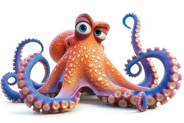 Cartoon octopus with eight tentacles.