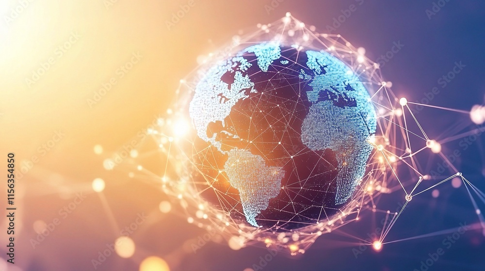 Poster digital globe technology background with gradient business concept