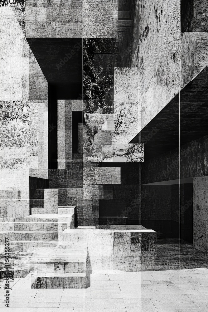 Poster a striking abstract image showcasing modern architectural design with geometric patterns and texture