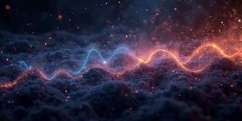 Fototapeta premium Abstract Particle Flow Wave - Dynamic Motion with Vibrant Colors and Modern Design for Digital Marketing