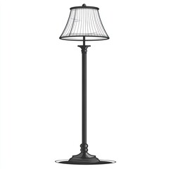 Obraz premium Tall black floor lamp with pleated shade.