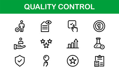 Quality Control Icon Set - Minimal, Modern, and Versatile Line Art Illustrations for Business, Manufacturing, and Product Assurance Needs