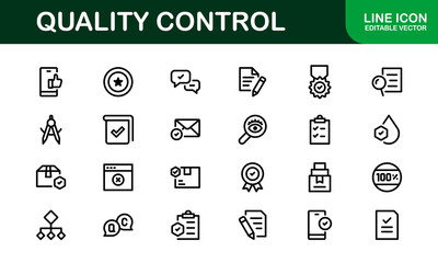 Quality Control Icon Set - Minimal, Modern, and Versatile Line Art Illustrations for Business, Manufacturing, and Product Assurance Needs