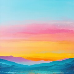 Obraz premium Vibrant pastel sunset over tranquil mountains.